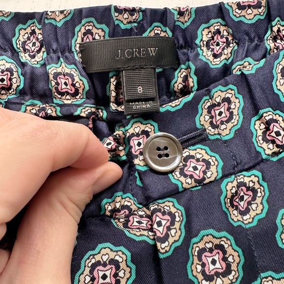 J Crew Silk Twill Foulard Floral Cropped Pant Size 8 - Picture 2 of 3